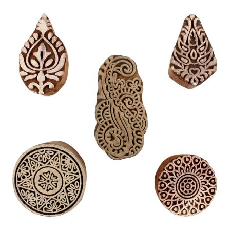 Set of 5 Piece New Mix Wooden Printing Blocks